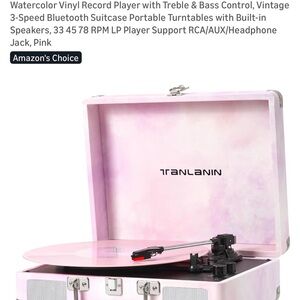 Black Portable Turntable with Built-in Speakers